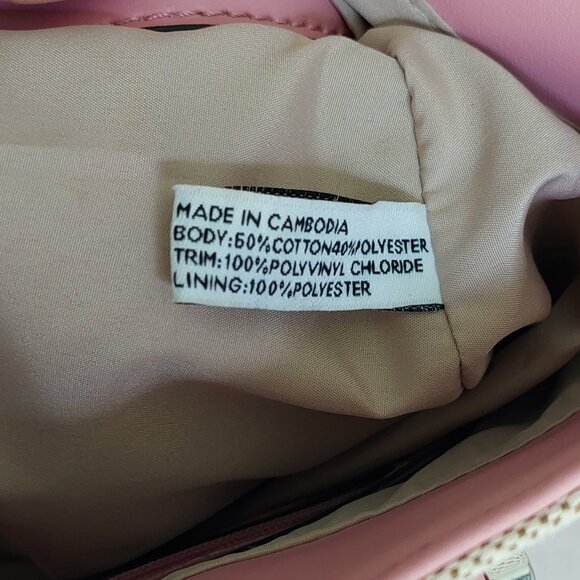 Nine West Pink & Beige Canvas Satchel Purse - Picture 13 of 16